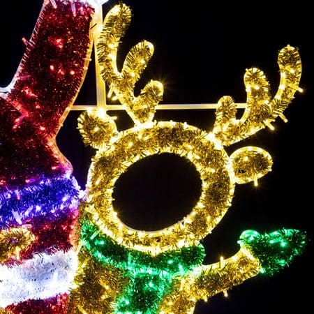 Santa, Elf and Reindeer with Presents - Commercial Christmas Display