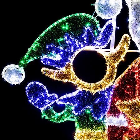 Santa, Elf and Reindeer with Presents - Commercial Christmas Display