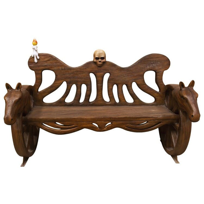 3.5' Carved Halloween Themed Wooden Bench