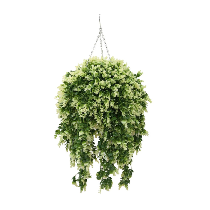 Designer Plants Artificial Spring Evergreen Hanging Basket UV Resistant (Outdoor Proof)