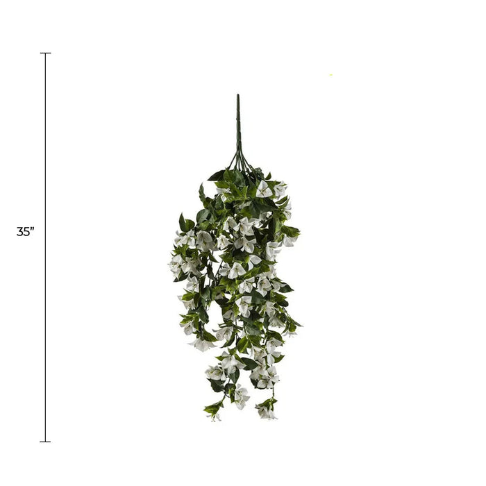 Designer Plants (5 Pieces) Hanging White Artificial Bougainvillea Plant UV Resistant 35"