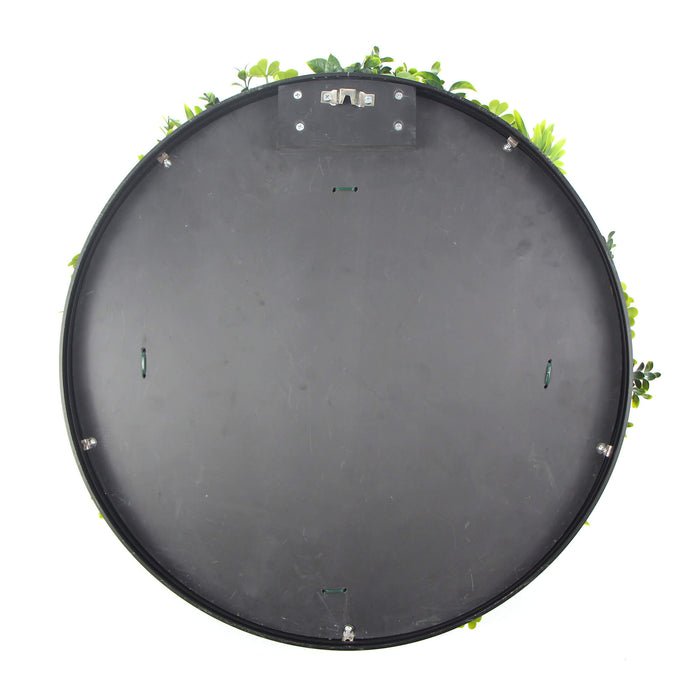 Designer Plants Slimline Flowering White Artificial Green Wall Disc UV Resistant 40" (White Frame Wall Art)