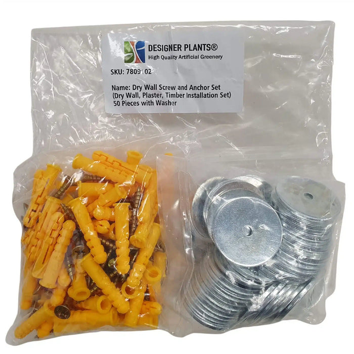 Designer Plants Budget Pack Screw, Washer & Plug Kit (Timber, Drywall and Plaster) 50 Pack
