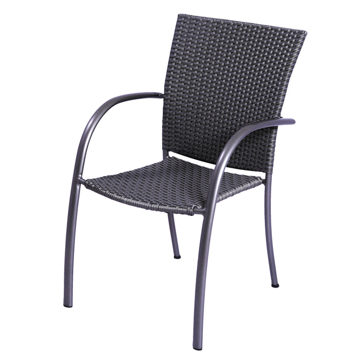 Pilano Woven Stackable Arm Chairs, Silver/Grey Weave - Set Of 6
