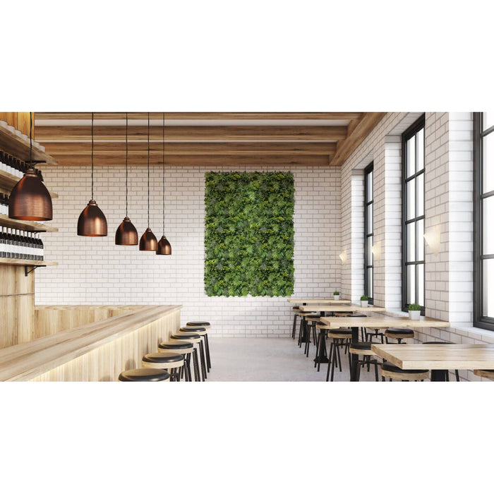 Premium Fern Artificial Green Wall Panel with Flowers in a Diner Restaurant