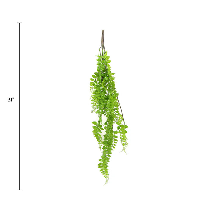 Designer Plants Artificial Light Green Hanging Button Fern Plant 31" UV Resistant