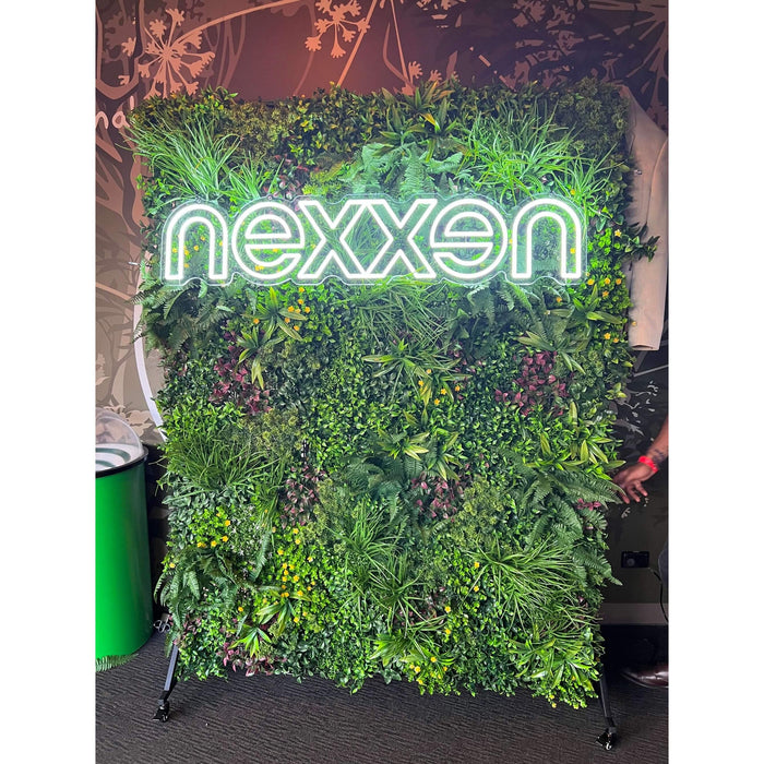 Artificial Living Wall with Corporate Signage on a Moving Stand