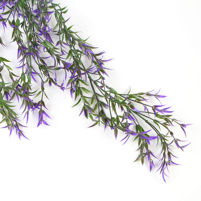 Designer Plants Artificial Purple Two-tone Narrow Leaf Artificial Hanging Ruscus Plant 31" UV Resistant