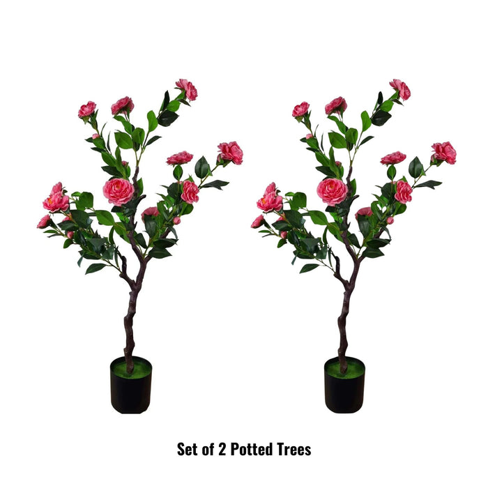 Designer Plants Flowering Natural Pink Artificial Camellia Tree 40" High (Clearance)
