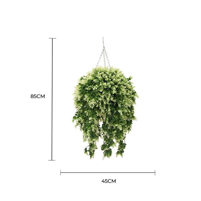 Designer Plants Artificial Spring Evergreen Hanging Basket UV Resistant (Outdoor Proof)