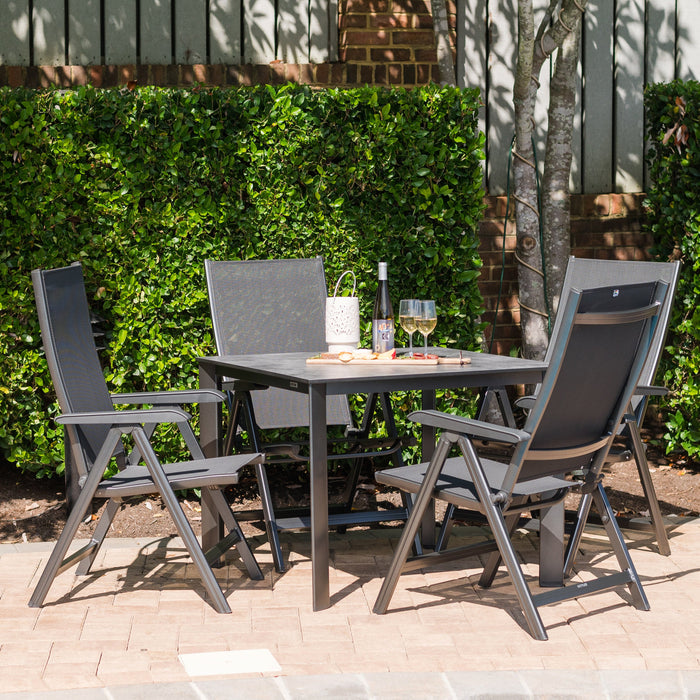 Basic Plus 5-Piece Dining Set- Multi-Position Chairs & Table with Umbrella Hole