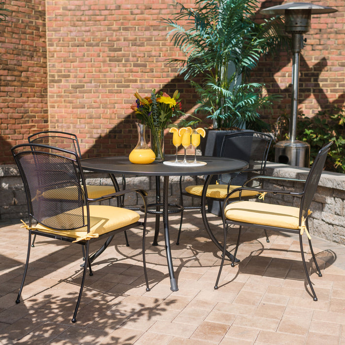 Henley 5-Piece Wrought Iron Mesh Dining Set (48-inch Table)