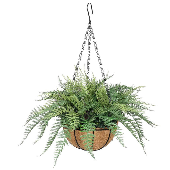Designer Plants Artificial Potted Fern Hanging Basket (Fresh Green) UV Resistant
