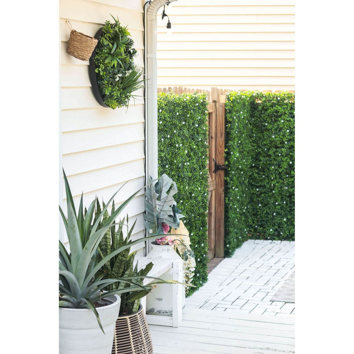 Flowering Artificial Wall Art Piece for Outdoors Installed onto a back wall