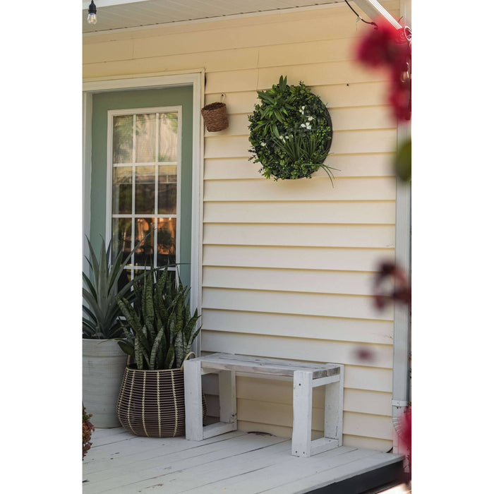 Flowering Artificial Wall Art Piece for Outdoors Installed onto a Front Entrance