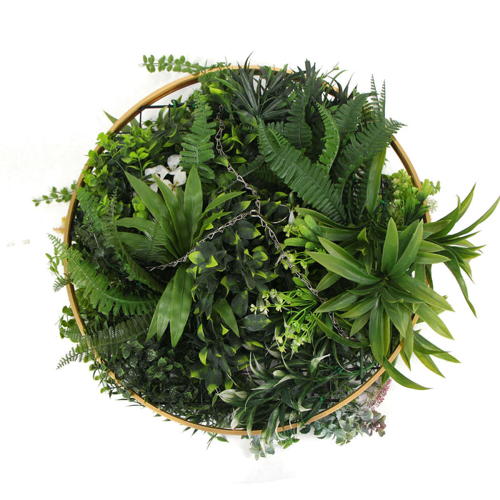 Designer Plants Imitation Premium Gold Artificial Hanging Green Wall Disc 15"