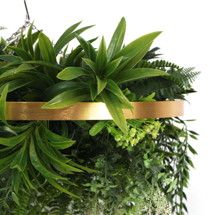 Designer Plants Imitation Premium Gold Artificial Hanging Green Wall Disc 15"