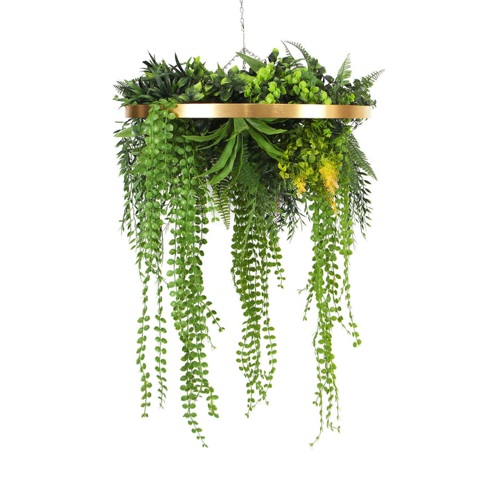 Designer Plants Imitation Premium Gold Artificial Hanging Green Wall Disc 15"