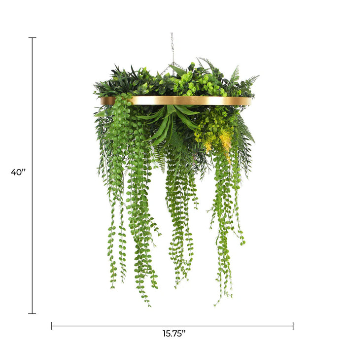 Designer Plants Imitation Premium Gold Artificial Hanging Green Wall Disc 15"