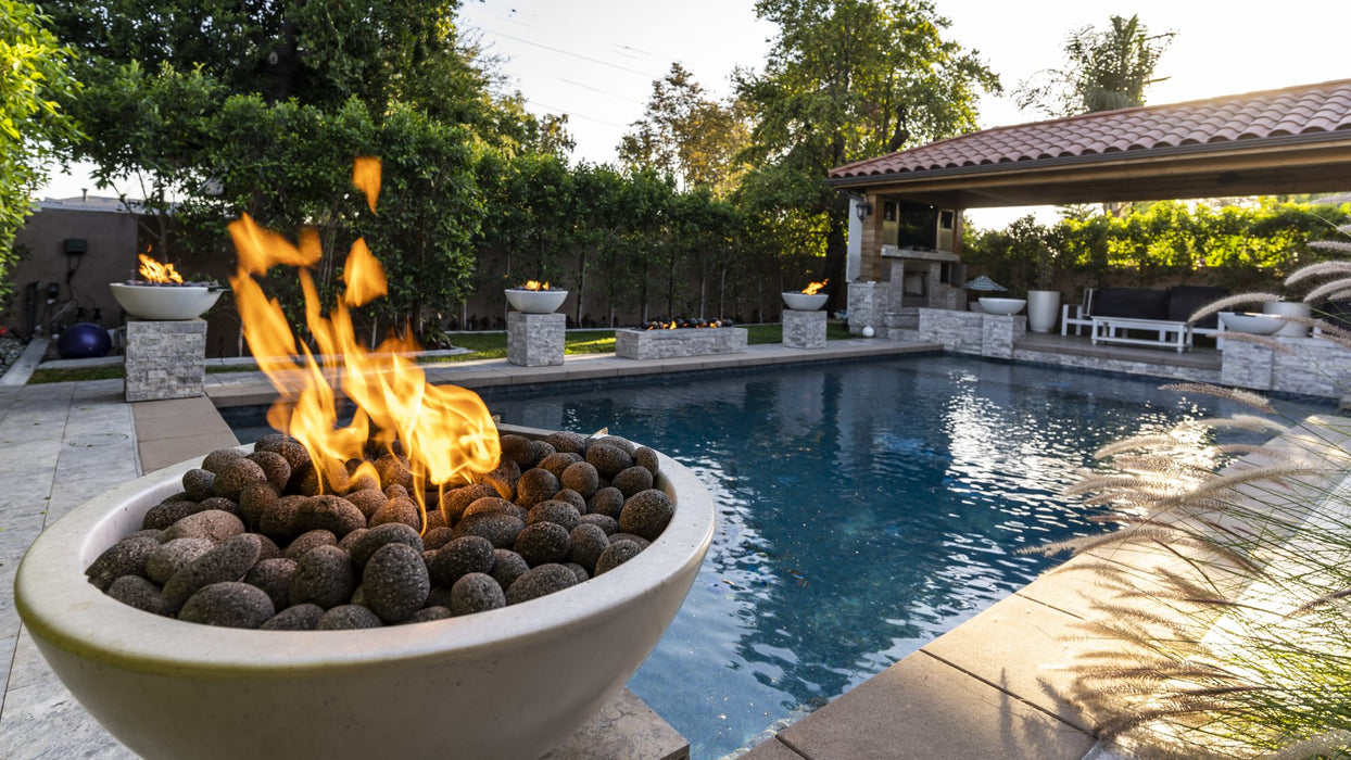 The Outdoor Plus 48" Sedona Round Concrete Fire Bowl - Narrow Ledge