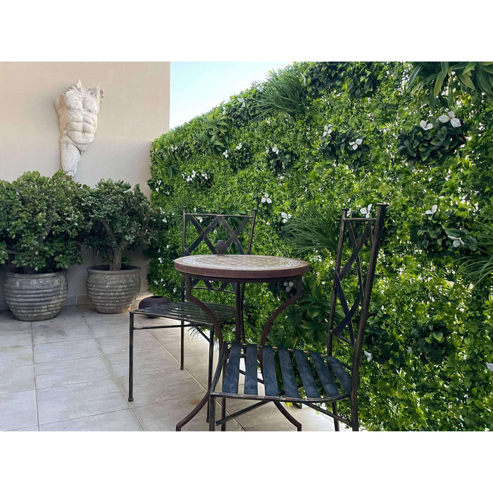 Backyard Landscape Design with Flowering Artificial Vertical Garden