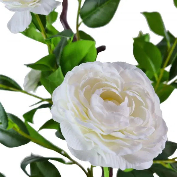 Designer Plants Flowering Natural White Artificial Camellia Tree 40" High (Clearance)