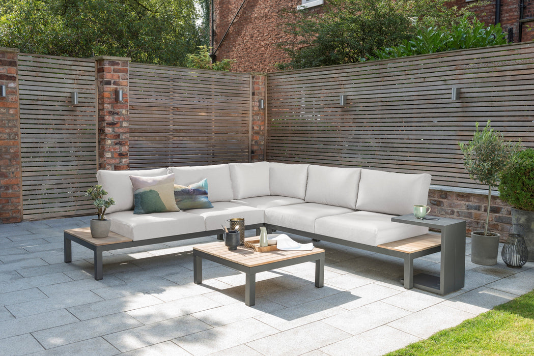 Elba Aluminum 4-Piece Corner Set With Teak Accents