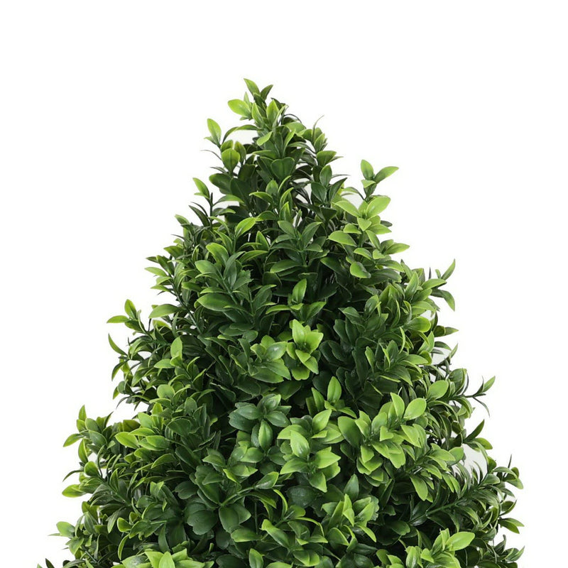 14-Inch Faux Boxwood Topiary Shrub with Ground Spike – UV-Resistant Artificial Boxwood Hedge