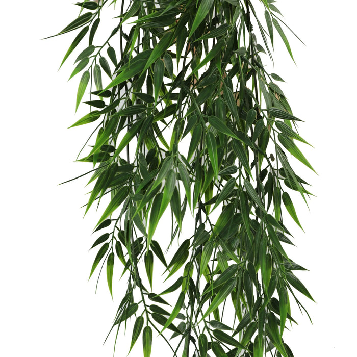 Artificial Hanging Bamboo Leaf Garland Bushes – Dark Green UV Resistant & Fire Rated | 6.7in x 30in (17cm x 76cm Each)