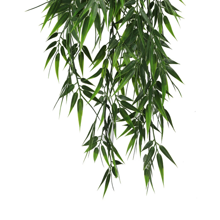 Artificial Hanging Bamboo Leaf Garland Bushes – Dark Green UV Resistant & Fire Rated | 6.7in x 30in (17cm x 76cm Each)