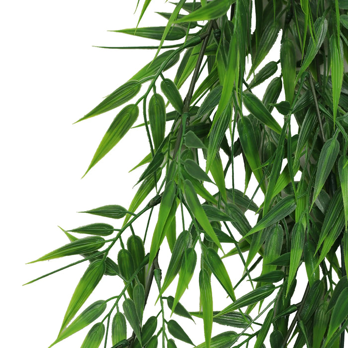 Artificial Hanging Bamboo Leaf Garland Bushes – Dark Green UV Resistant & Fire Rated | 6.7in x 30in (17cm x 76cm Each)