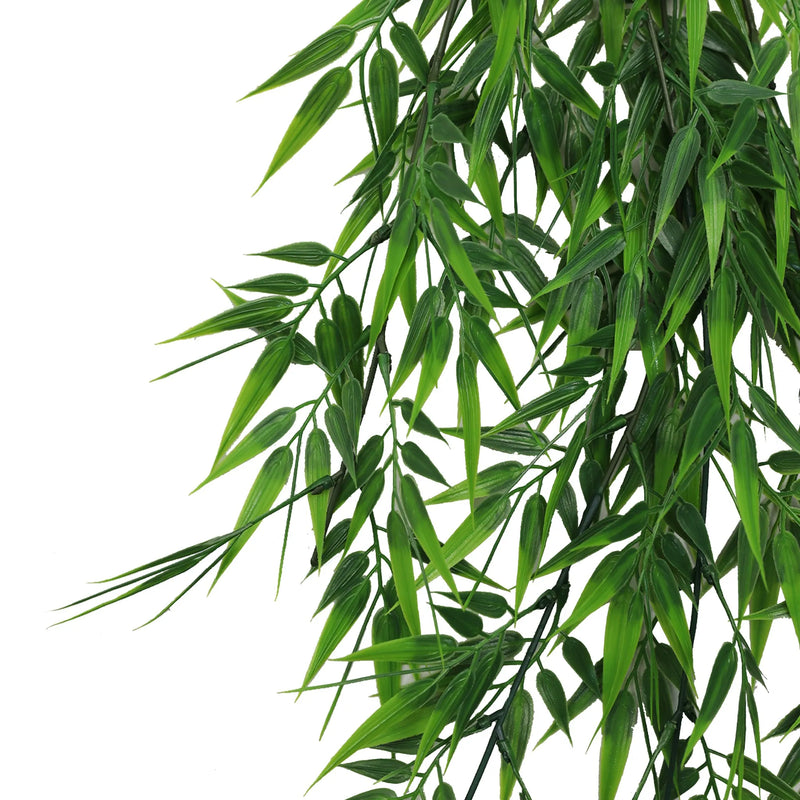 Artificial Hanging Bamboo Leaf Garland Bushes – Dark Green UV Resistant & Fire Rated | 6.7in x 30in (17cm x 76cm Each)