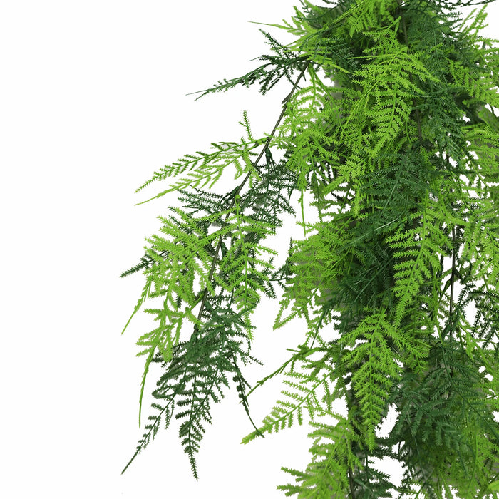 Artificial Hanging Lace Fern Garland Bushes – Vivid Green UV Resistant & Fire Rated | 5.9in x 30in (15cm x 76cm Each)