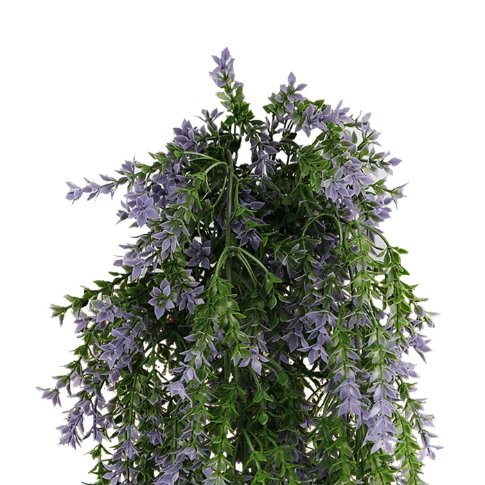 Artificial Hanging Purple & Green Willow Leaf Garland Bushes UV Resistant & Fire Rated | 7.8in x 30in (20cm x 76cm Each)
