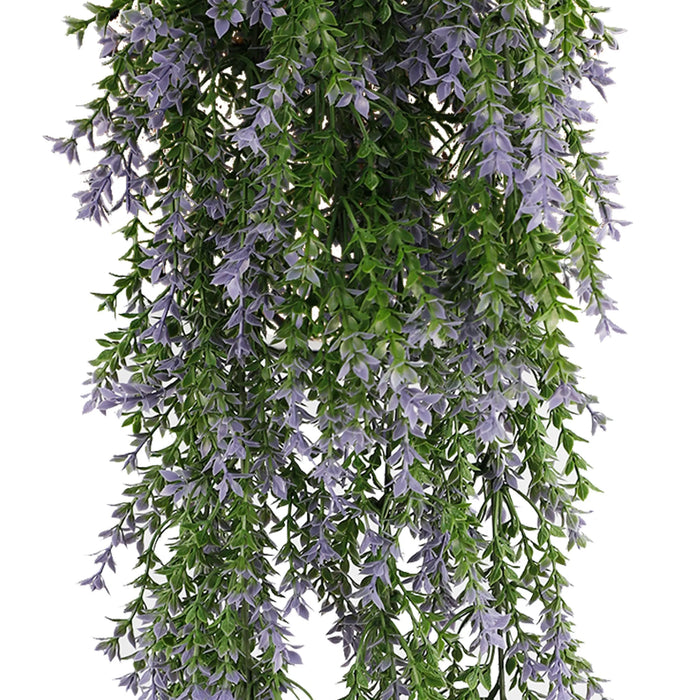 Artificial Hanging Purple & Green Willow Leaf Garland Bushes UV Resistant & Fire Rated | 7.8in x 30in (20cm x 76cm Each)
