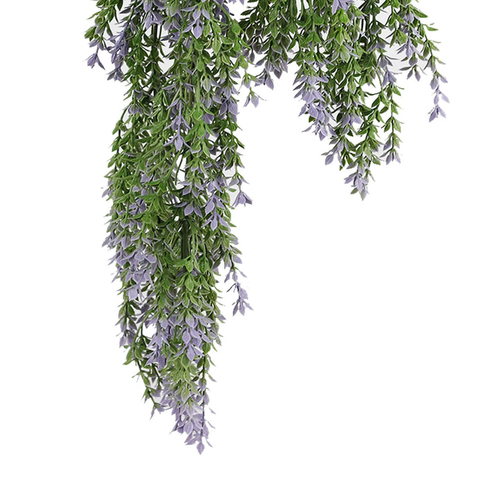 Artificial Hanging Purple & Green Willow Leaf Garland Bushes UV Resistant & Fire Rated | 7.8in x 30in (20cm x 76cm Each)
