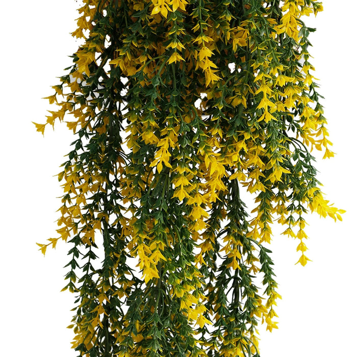 Artificial Hanging Yellow & Green Willow Leaf Garland Bushes UV Resistant & Fire Rated | 7.8in x 30in (20cm x 76cm Each)