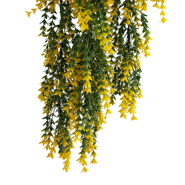 Artificial Hanging Yellow & Green Willow Leaf Garland Bushes UV Resistant & Fire Rated | 7.8in x 30in (20cm x 76cm Each)