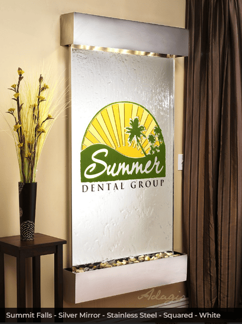 Wall mounted water fountain in dentist office