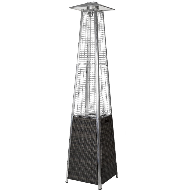 RadTec 89" Tower Flame Propane Patio Heater - Black & Grey Wicker (TF-WBG) | 41,000 BTU | Stylish Outdoor Heating