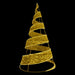 Decorative gold spiral tree with LED lights on a black background