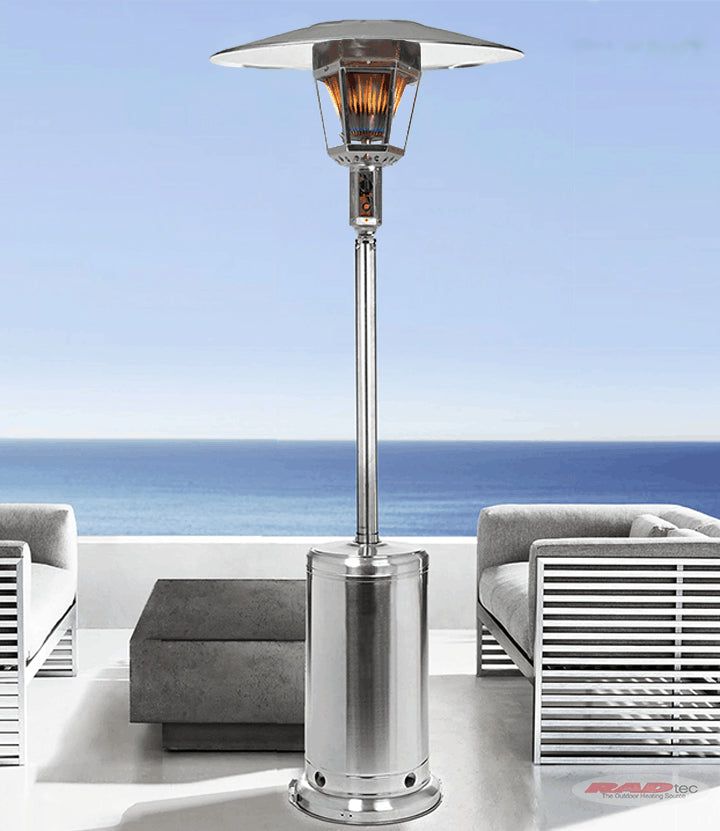 RadTec 96" Real Flame Natural Gas Patio Heater - Stainless Steel (RF-SSNG) | 40,000 BTU | Elegant Outdoor Heating