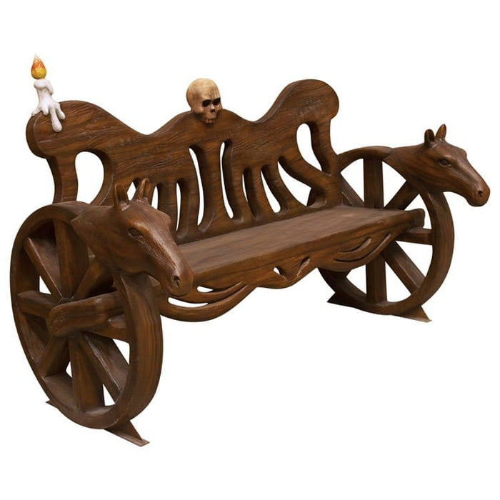 3.5' Carved Halloween Themed Wooden Bench