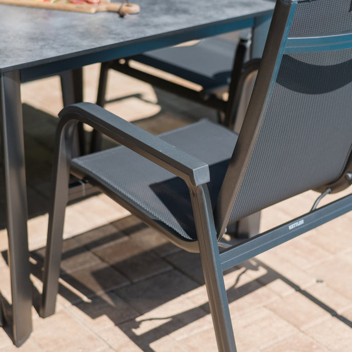 Basic Plus 5-Piece Dining Set- Stack Chairs & Table w/ Umbrella Hole