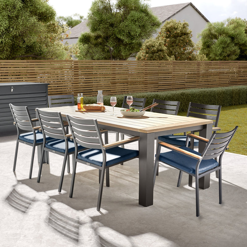 Elba 9-Piece Teak Dining Set, Spectrum Indigo