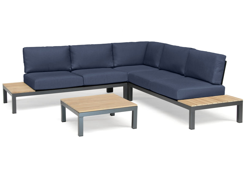 Elba Aluminum 4-Piece Corner Set With Teak Accents