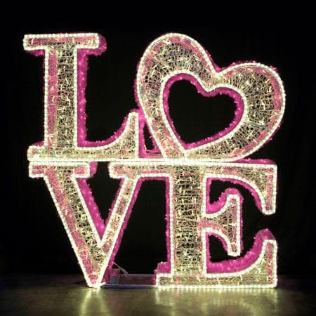 5.5' 3D LED Love Valentine's Display - Warm White & Pink Twinkle