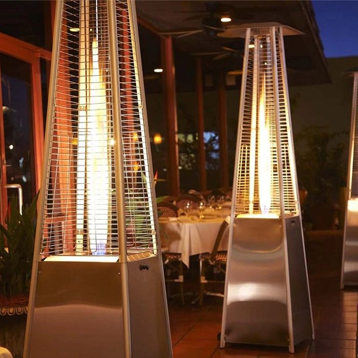 RadTec 89" Tower Flame Propane Patio Heater - Black & Grey Wicker (TF-WBG) | 41,000 BTU | Stylish Outdoor Heating