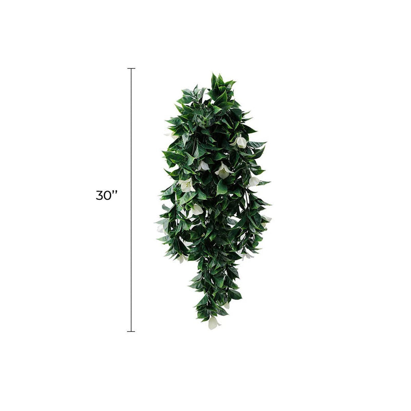 (5 Pieces) Hanging White Artificial Bougainvillea Plant UV Resistant 30"