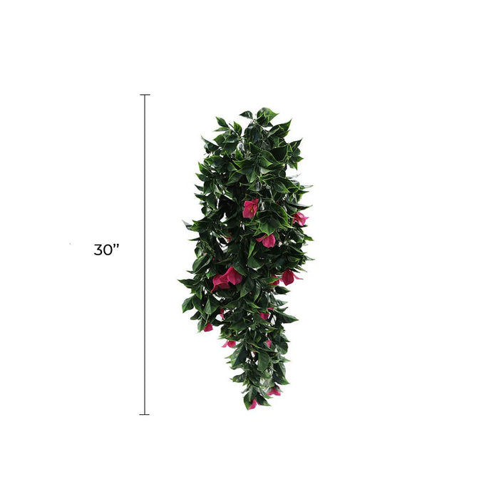 (5 Pieces) Vibrant Pink Hanging Artificial Bougainvillea Plant, UV Resistant 30"